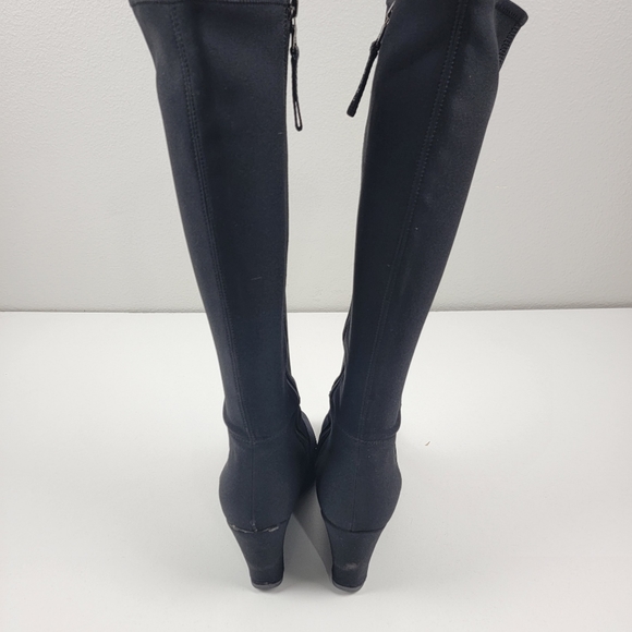 Prada Tessuto Nylon Sock Wedge Boots EU 40 US 10 Black Logo Spell Out - Picture 4 of 13